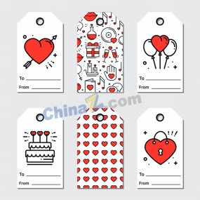 情人节手绘礼物标签矢量